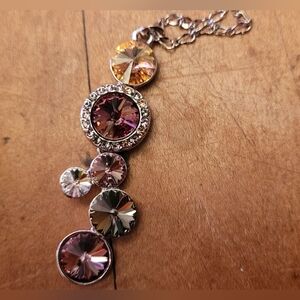 New Crystal Cluster Pendant Necklace - Purple and Champagne